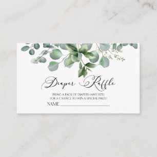 Cartão De Informações Raffle, Fralda de Chá de fraldas Eucalyptus Verde