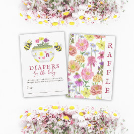Cartão De Informações Raffle, Fralda de Chá de fraldas Rosa Elegante