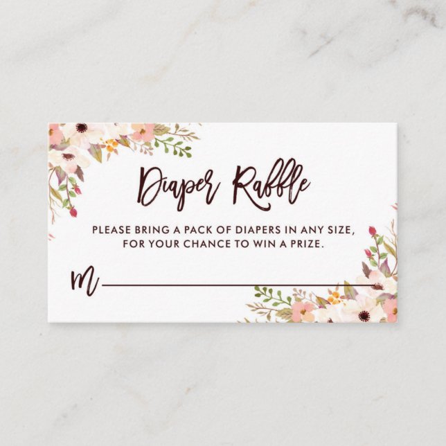 Cartão De Informações Raffle, Fralda de Flor Boêmia Whimsic (Frente)