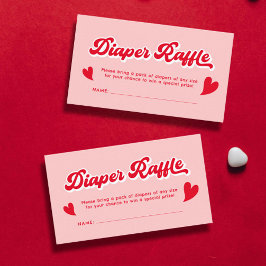 Cartão De Informações Raffle Fralda Namorados Vermelho e Rosa