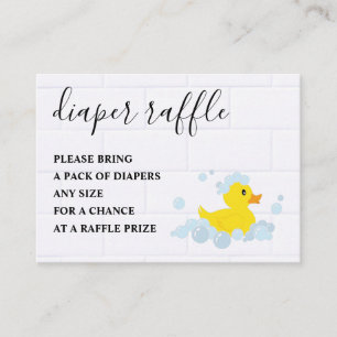 Cartão De Informações Raffle Fralda Pato de Borracha