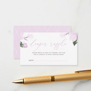 Cartão De Informações Raffle lavanda Floral Chá de fraldas Roxo