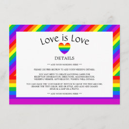 Cartão De Informações Rainbow Heart Love é Love Wedding Detail