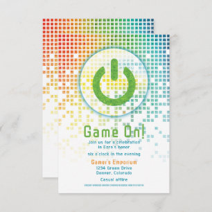 Cartão De Informações Rainbow Pixels Vídeo Game Gamer Bar Mitzvah