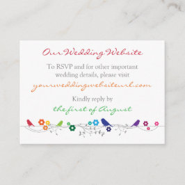Cartão De Informações Rainbow Tema Pássaros Flores Site de Casamento Ins
