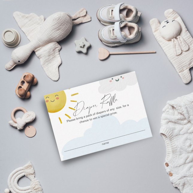 Cartão De Informações Raio de Nuvens Sol Fralda Raffle Pequeno (Criador carregado)