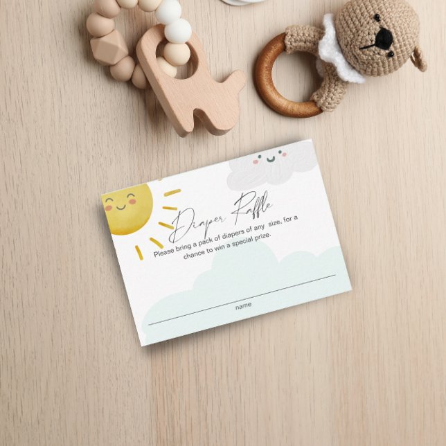 Cartão De Informações Raio de Sol Nuvens Fralda Neutra Raffle Pequeno (Criador carregado)