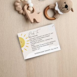 Cartão De Informações Raio de Sol Nuvens Livros Neutros Bebê Pequeno