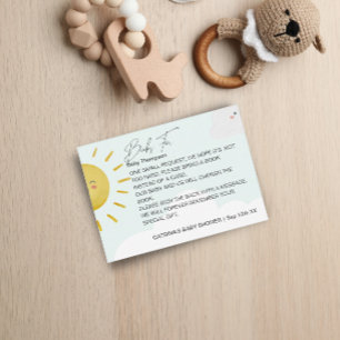 Cartão De Informações Raio de Sol Nuvens Livros Neutros Bebê Pequeno