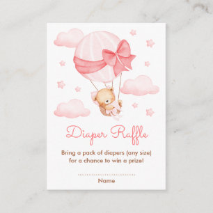 Cartão De Informações Rapariga Urso Rosa Balão Fralda Raffle