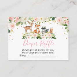 Cartão De Informações Rapariga Woodland Blush Floral Fralda Raffle Cartõ
