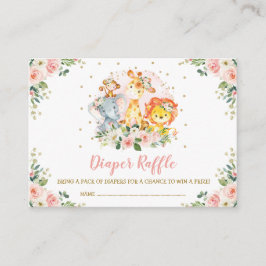 Cartão De Informações Raparigas Selva Safari Animais Selvagens Fralda Ra