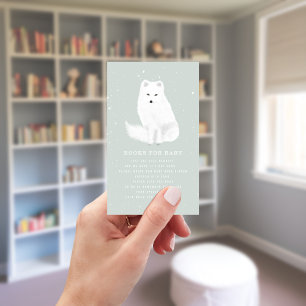 Cartão De Informações Raposa Árctica Chá de fraldas Azul de inverno Soli