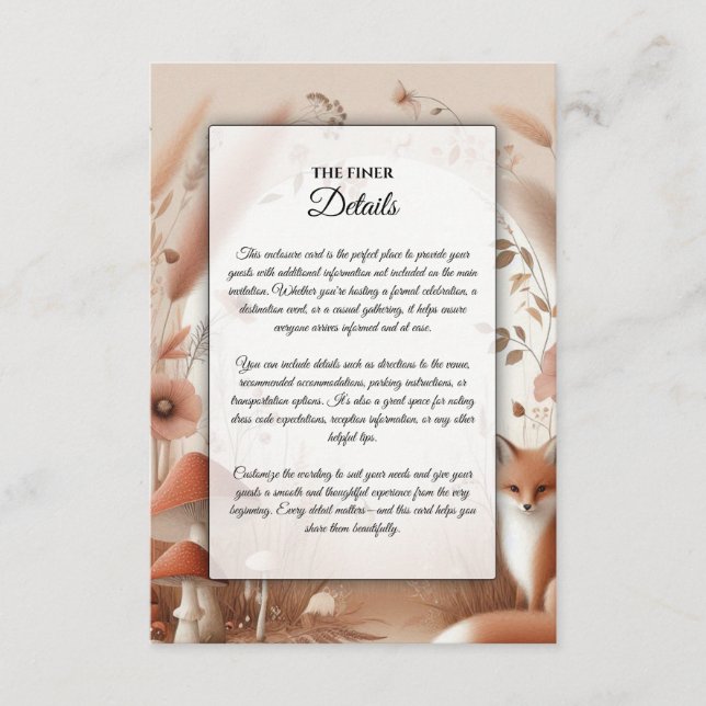 Cartão De Informações Raposas do Bosque Encantado de Outono (Frente)
