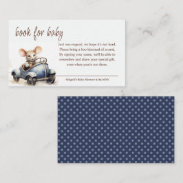 Cartão De Informações Rato de aquarela bonito no Livro Azul do Carro par