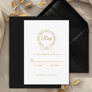 Cartão De Informações Real, Elegante, Resposta de Casamento