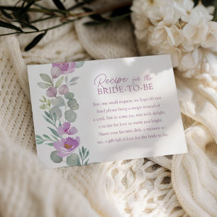 Cartão De Informações Receita Boho Rosa para a Noiva Floral