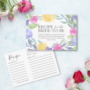 Cartão De Informações Receita Chic para a Noiva Floral Aquarela
