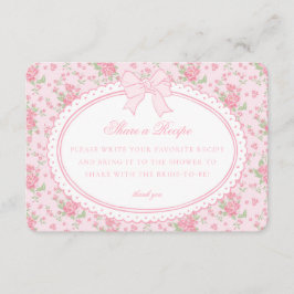 Cartão De Informações Receita Compartilhada Floral Chique Vintage Rosa