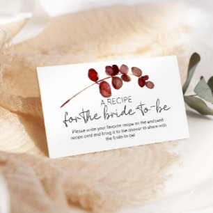 Cartão De Informações Receita de Casamento de Rosas Florais Red Blush