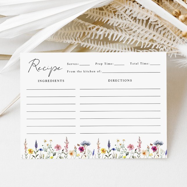 Cartão De Informações Receita de Chá de panela de Flor Selvagem Elegante (Criador carregado)