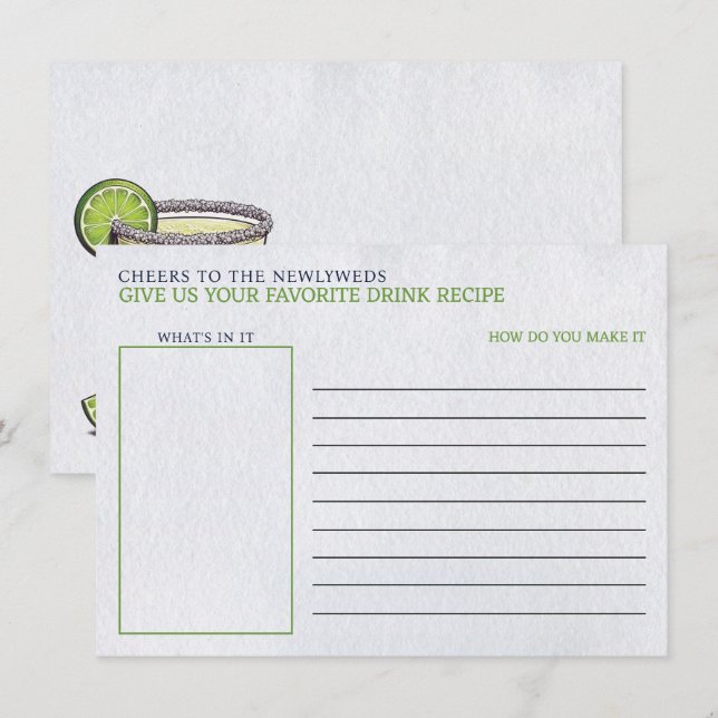 Cartão De Informações Receita de Chá de panela Margs & Matrimony (Frente/Verso)