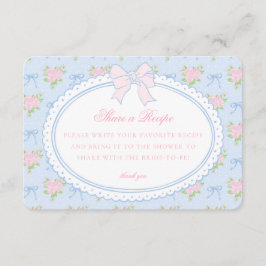 Cartão De Informações Receita de Floral Chique Vintage Azul