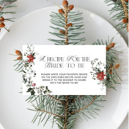 Cartão De Informações Receita de Noiva Floral de Inverno em Aquarela