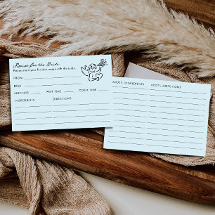 Cartão De Informações Receita do Chá de Panela Cupid Blue Para a Noiva