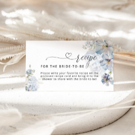 Cartão De Informações Receita floral azul elegante para a noiva