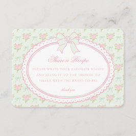 Cartão De Informações Receita Floral Chique Vintage Verde