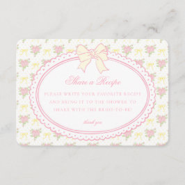 Cartão De Informações Receita Floral Elegante Amarela Vintage