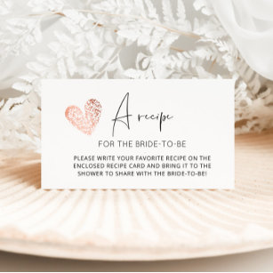 Cartão De Informações Receita minimalista do coração para a noiva ser
