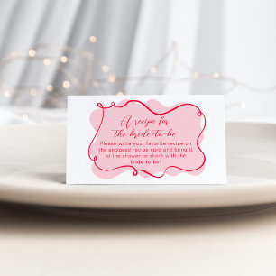 Cartão De Informações Receita ondulada desenhada à mão rosa e vermelha p