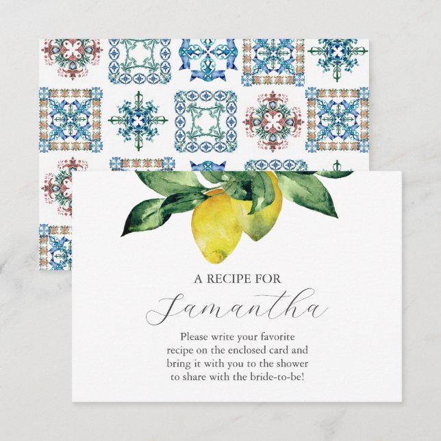 Cartão De Informações Receita Para A Noiva (Frente/Verso)