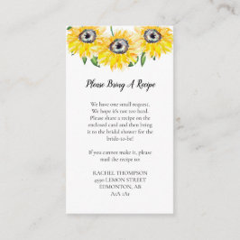 Cartão De Informações Receita Pedido de Chá de panela de girassol Floral