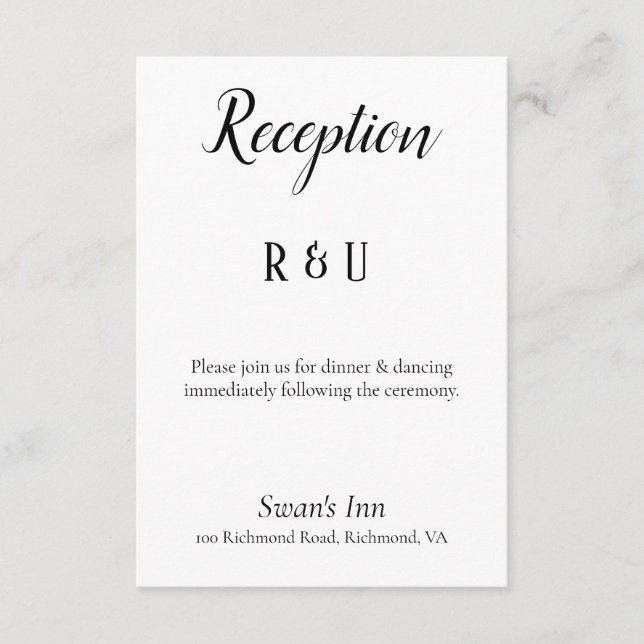 Cartão De Informações Recepção bonito a preto e branco (Frente)