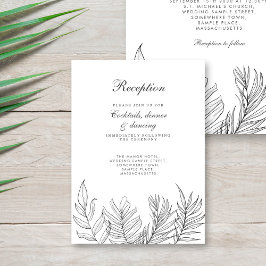 Cartão De Informações Recepção Branca de Folha Tropical Preta