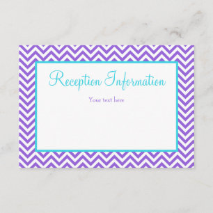 Cartão De Informações Recepção Chevron Roxo Azul Teal Bat Mitzvah