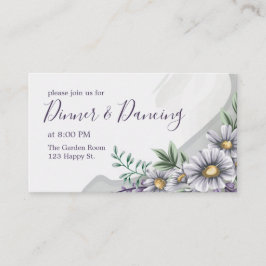 Cartão De Informações Recepção de Aquarela de Flor Roxa Elegante