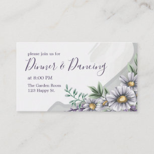Cartão De Informações Recepção de Aquarela de Flor Roxa Elegante