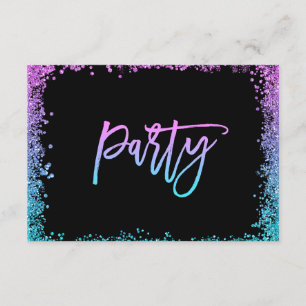 Cartão De Informações Recepção de Bat Mitzvah com Glitter de Teal Roxo