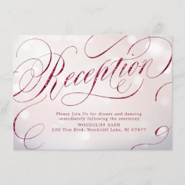 Cartão De Informações Recepção de caligrafia vintage Glam burgundy