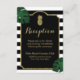 Cartão De Informações Recepção de Casamento Abacaxi Dourado Havaiano Mod