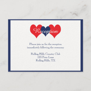 Cartão De Informações Recepção de Casamento Americana Hearts