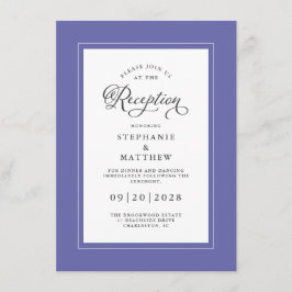 Cartão De Informações Recepção de Casamento Azul Elegante Branco