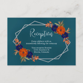 Cartão De Informações Recepção de casamento Azul Marinho Laranja Russo d