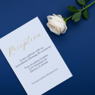Cartão De Informações Recepção de Casamento Azul Opulento
