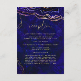 Cartão De Informações Recepção de casamento Azul Profundo do Geode
