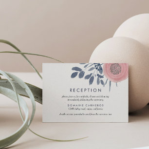 Cartão De Informações Recepção de Casamento Blush Poppies